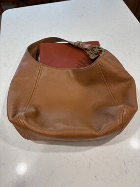 Michael Kors Fulton Large Pebbled Leather Shoulder Bag with MK Charm